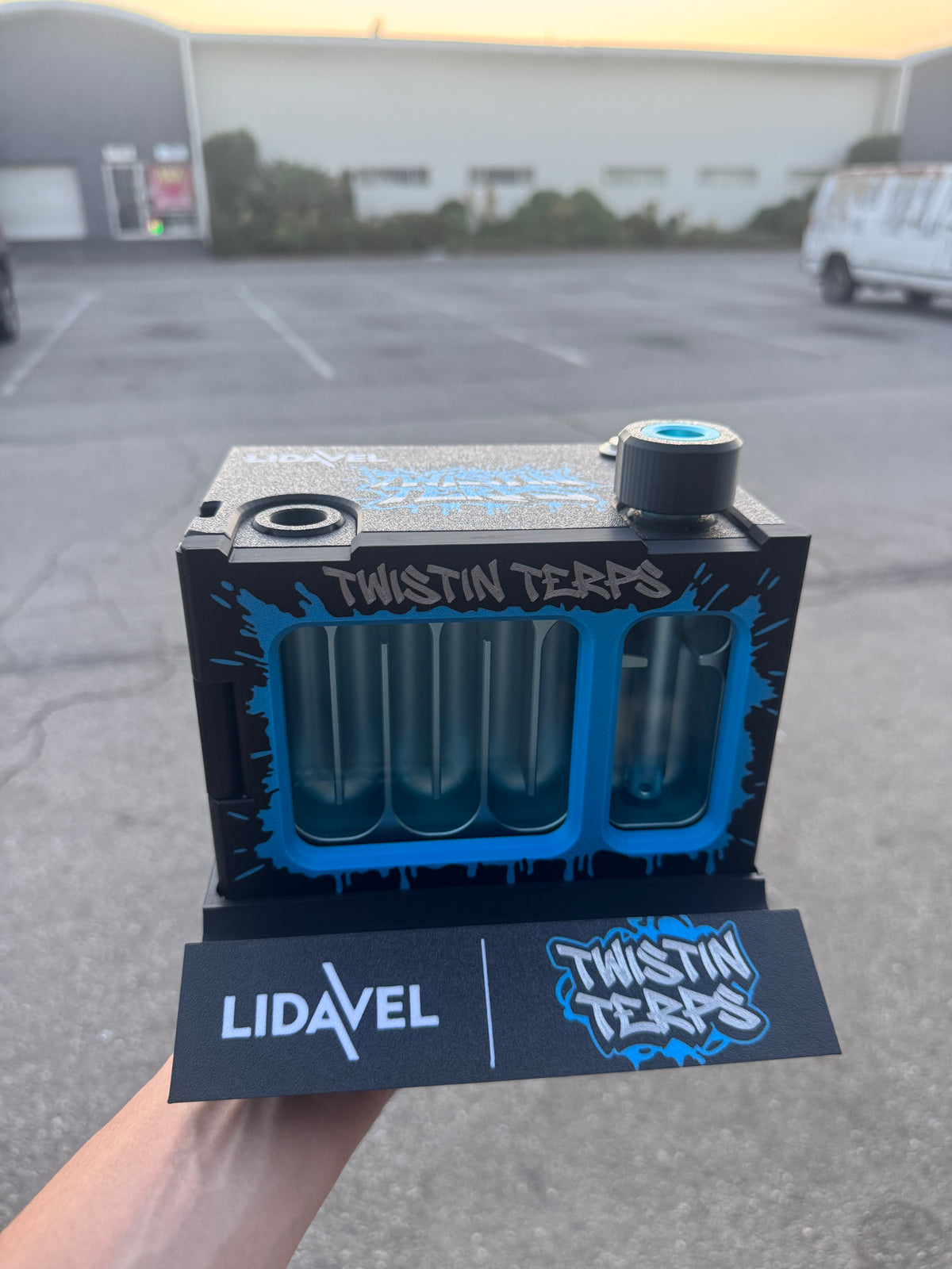 The Box V2 — TwistinTerps × Lidavel limited edition electronically cooled unit with custom finish and TwistinTerps artwork